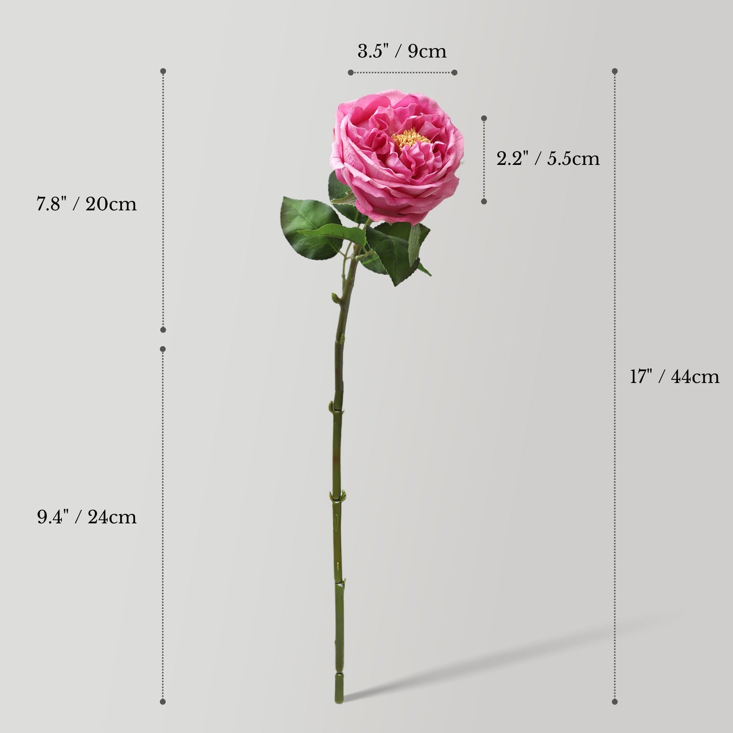 6pcs Artificial Fake Flowers Real-Touch Austin Rose Long Stem