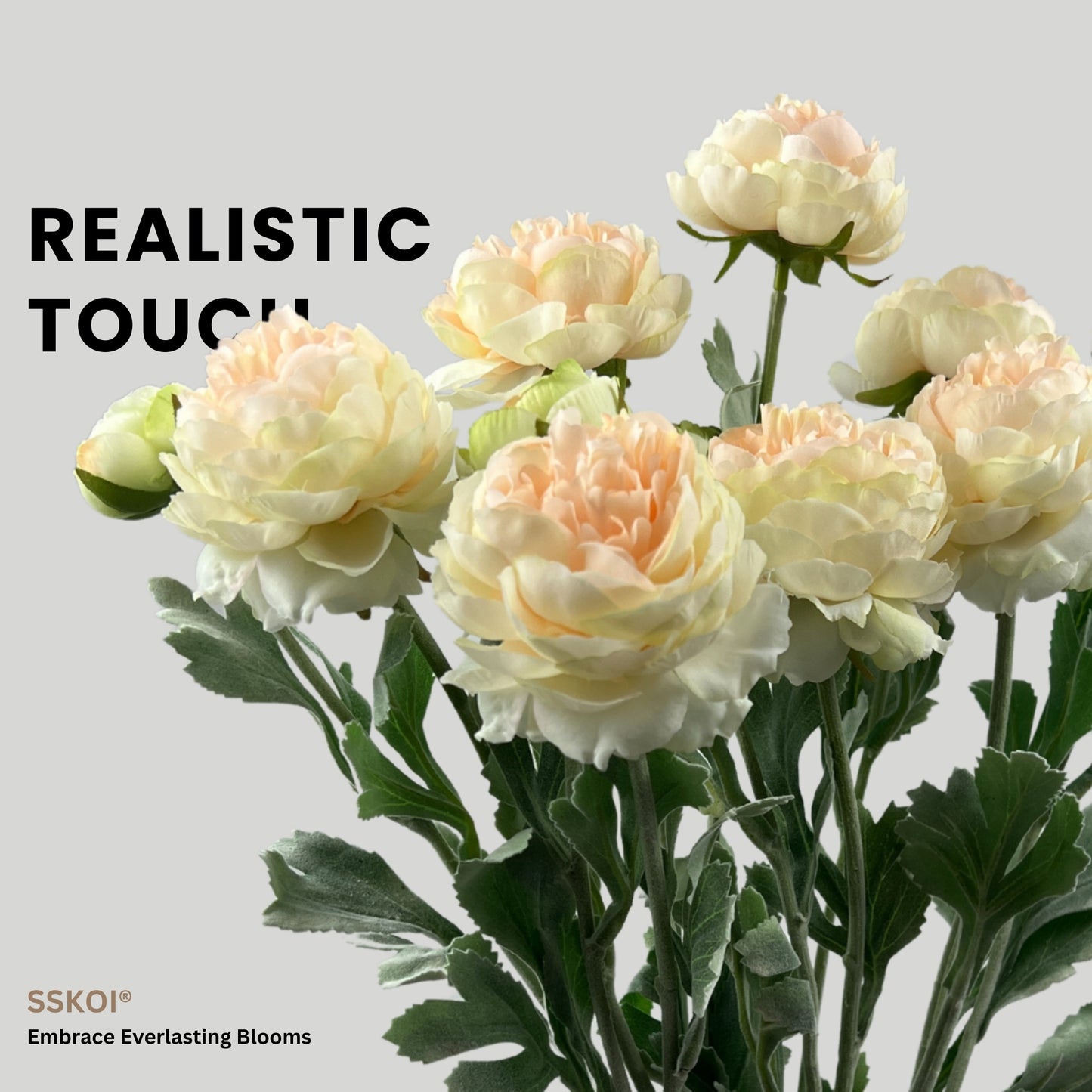 4pcs Artificial Fake Flowers Silk Peony Long Stem with Two Heads One Bud