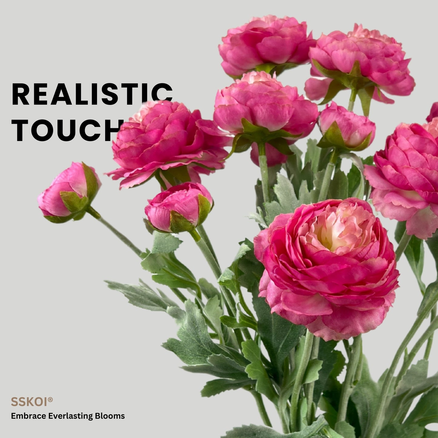 4pcs Artificial Fake Flowers Silk Peony Long Stem with Two Heads One Bud