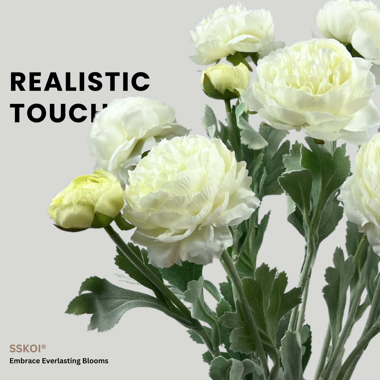 4pcs Artificial Fake Flowers Silk Peony Long Stem with Two Heads One Bud