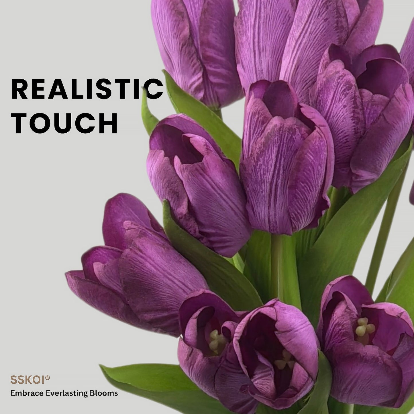 12pcs Artificial Fake Flowers Real-Touch Tulips