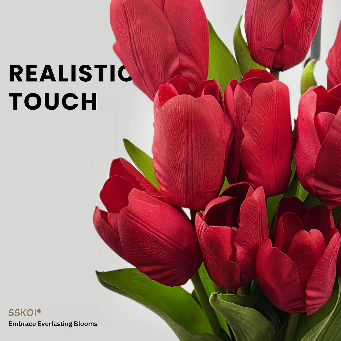 12pcs Artificial Fake Flowers Real-Touch Tulips