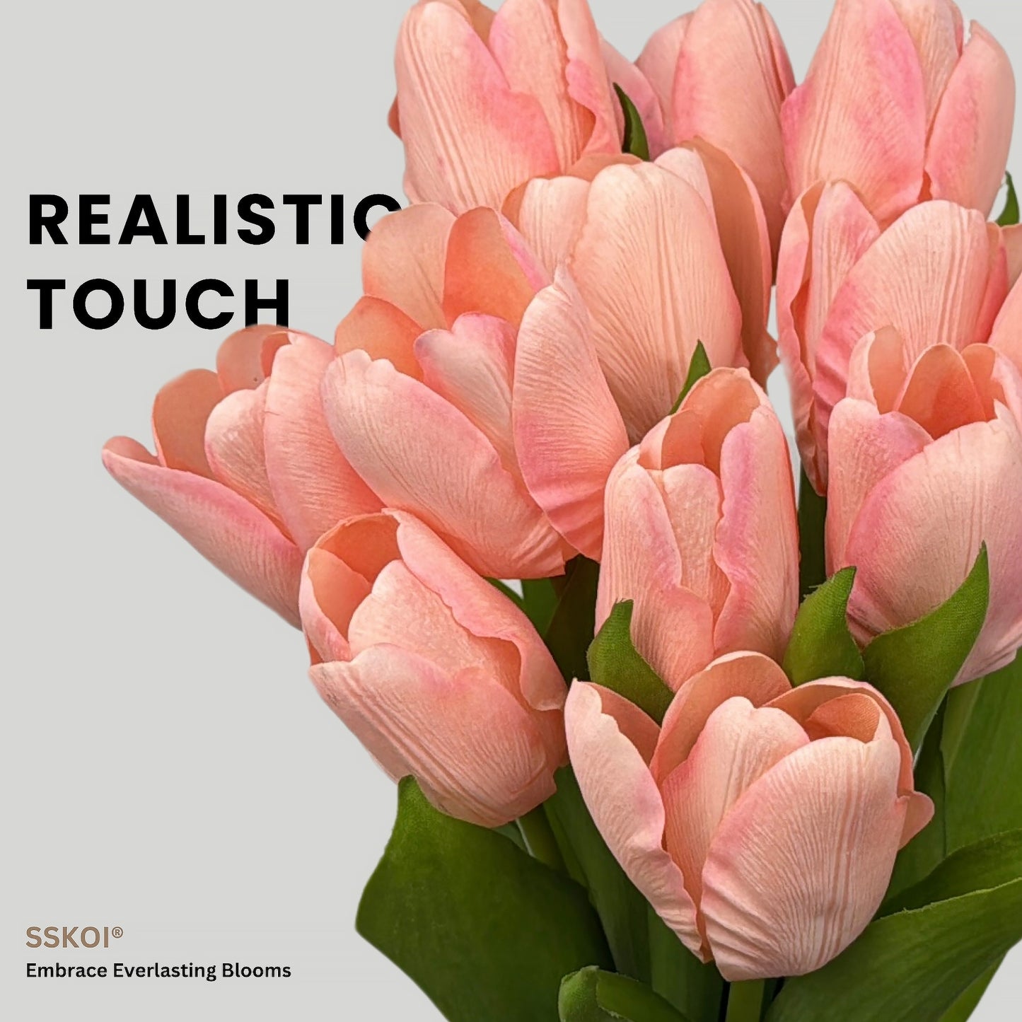 12pcs Artificial Fake Flowers Real-Touch Tulips